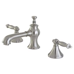 Templeton 2-Handle 8 in. Widespread Bathroom Faucets with Brass Pop-Up in Brushed Nickel