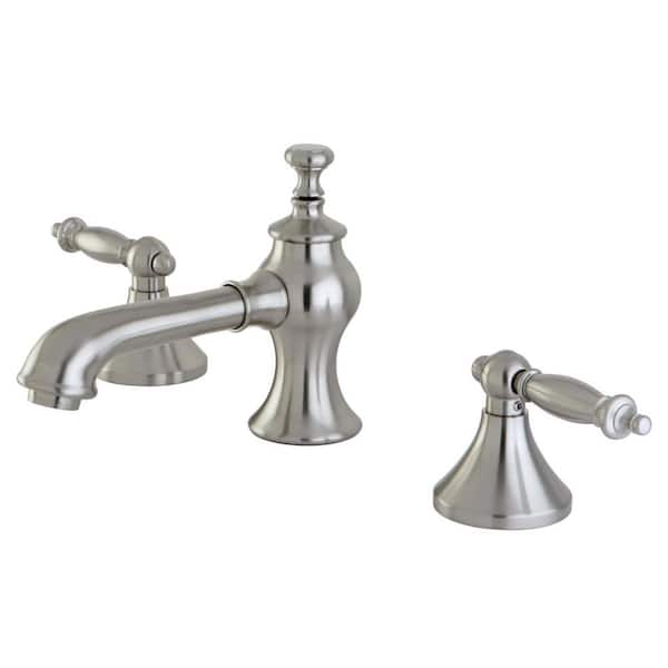 Kingston Brass Templeton 2-Handle 8 in. Widespread Bathroom Faucets with Brass Pop-Up in Brushed Nickel