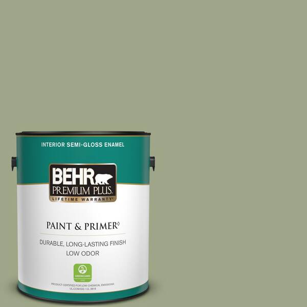 BEHR PREMIUM PLUS 1 gal. #PPU11-07 Clary Sage Semi-Gloss Enamel Low Odor Interior Paint & Primer