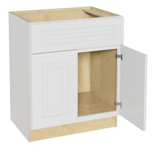 Grayson Pacific White Painted Plywood Shaker Assembled Sink Base Kitchen Cabinet Sft Cls 27 in W x 24 in D x 34.5 in H