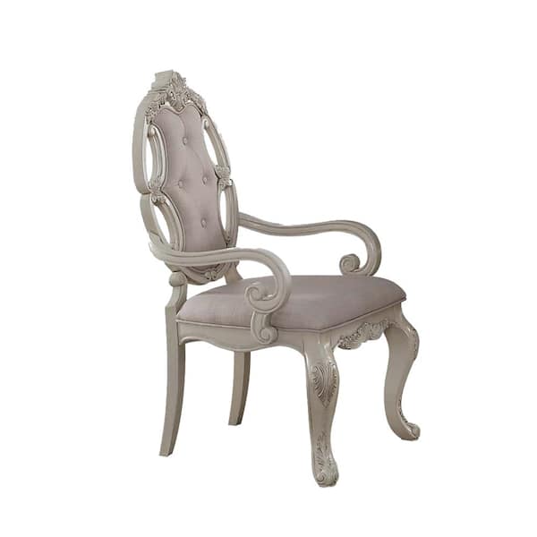 Acme Ragenardus Faux Leather Dining Side Chair in Champagne Oak Set of 2
