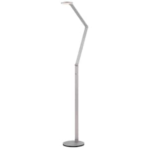 George's Reading Room 65.5 in. Chiseled Nickel Floor Lamp with Metal Shade and White Acrylic Diffuser