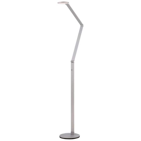 George Kovacs George's Reading Room 65.5 in. Chiseled Nickel Floor Lamp with Metal Shade and White Acrylic Diffuser