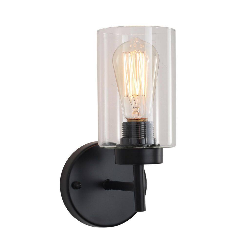 7.4 in. 1-Light Black Modern Wall Sconce with Clear Glass Shade for Living Room Bedroom Entry Hallway price history on PriceWatchPro