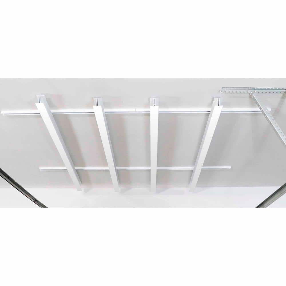 GearLoft Powder-Coated White Adjustable Height Overhead Garage Storage Rack  (43.7 in W x 6.3 in D) Mult ChanBox Dim - The Home Depot