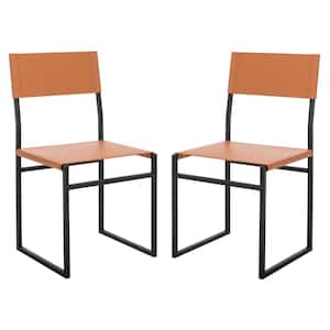 Layne Cognac/Black 18 in. Iron Dining Chair Set of 2