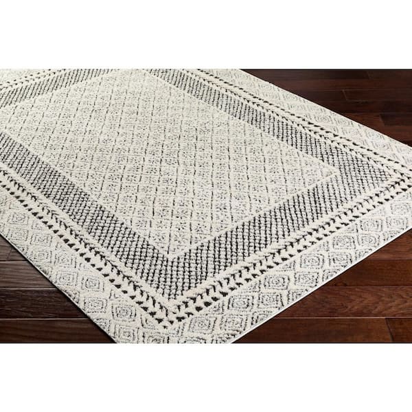 Freud Charcoal/Cream 9 ft. x 12 ft. Border Indoor Area Rug