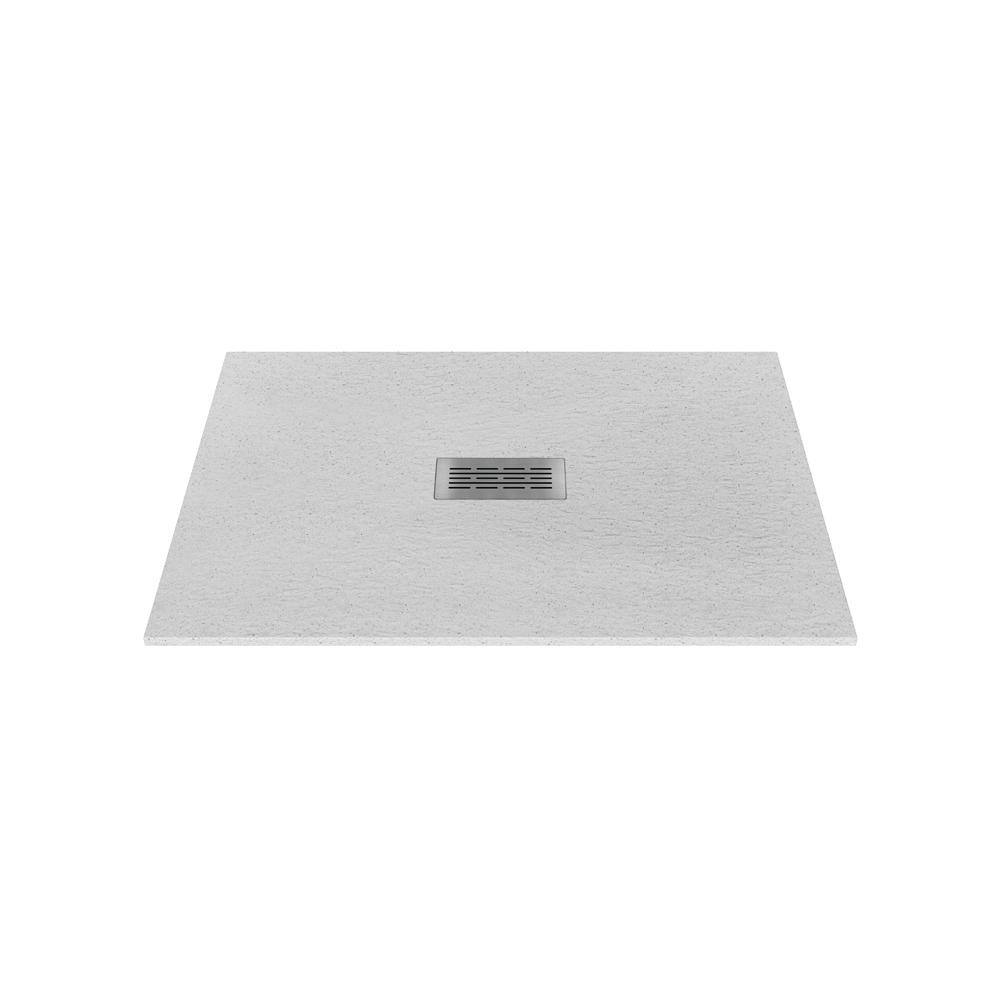 CASTICO 48 in. L x 34 in. W x 1.125 in. H Solid Composite Stone Shower