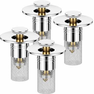 3 in 1 Sink Drain Strainer with Hair Catcher, 2.9 in. H x 2.3 in. W x 2.3 in. D Popup Sink Stopper with Basket