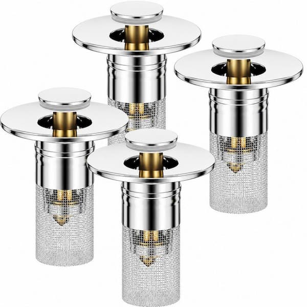 3 in 1 Sink Drain Strainer with Hair Catcher, 2.9 in. H x 2.3 in. W x 2.3 in. D Popup Sink Stopper with Basket