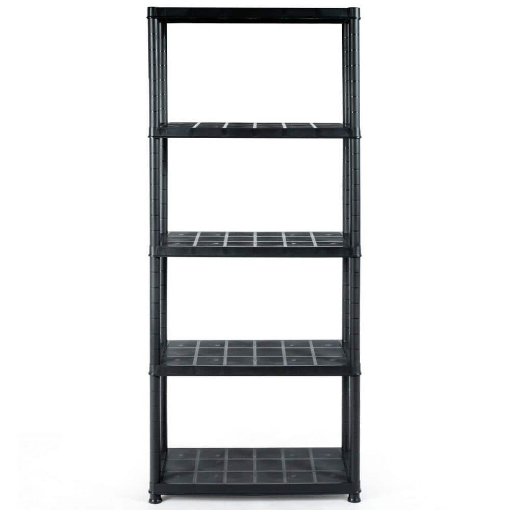 Black Heavy Duty 5-Tier Storage Shelving Freestanding Rack Shelving Unit