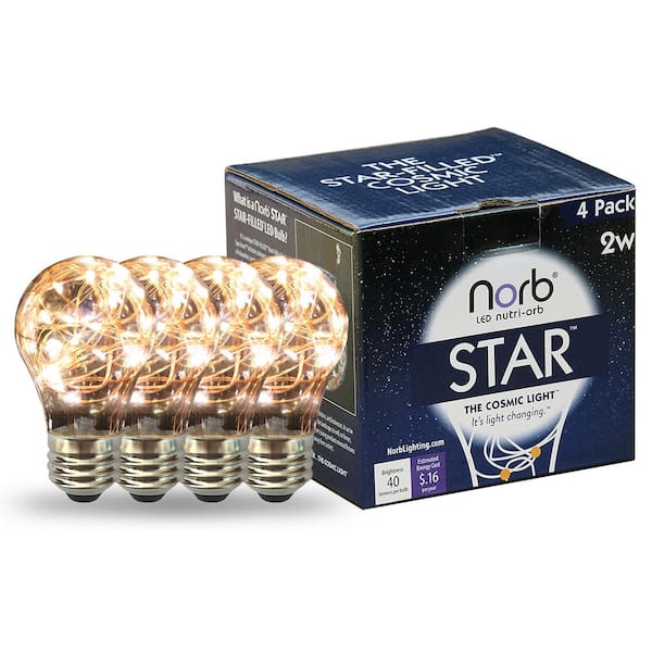 ELECWISH NorbSTAR 2W Equivalent Cosmic A19 2700K Copper Filament Star LED Bulb (4-Pack）