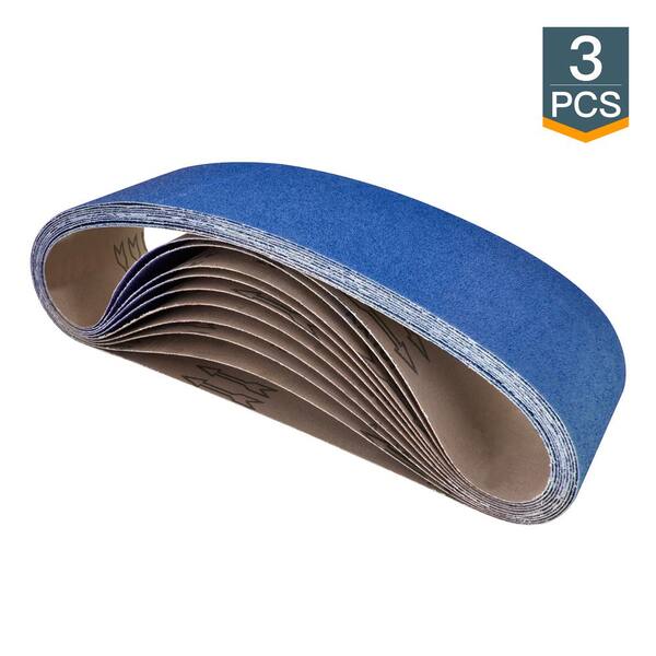 POWERTEC 4436024Z-3 4” x 36” Sanding Belts 24 Grit Zirconia Metal Grinding Sand Paper 3 Pack 