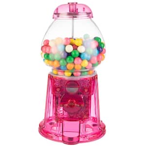 11-Inch Translucent Gumball Machine - Coin-Operated Candy Dispenser Vending Machine and Piggy Bank - Pink
