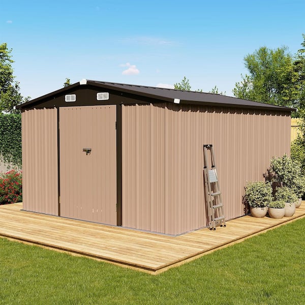 10 ft. W x 12 ft. D Metal Storage Shed with Double Door, Locks, Air Vents (115 Sq. Ft.)