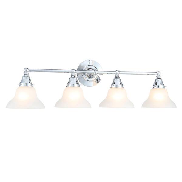World Imports Asten Collection 4-Light Chrome Vanity Light with Opal Etched Glass Shades