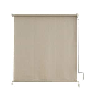 Sesame Cordless 90% UV Blocking Outdoor Shades-Exterior Roller Shade, HDPE Material Fabric, 48 in. W x 72 in. L