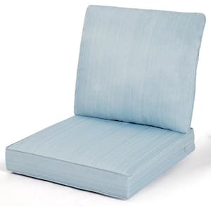 24 x 24 Outdoor Sunbrella Seat Cushion, Waterproof and Fade Resistant Chair Cushions with Removable Cover in Sky Blue