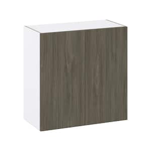 Medora textured Slab Walnut Assembled Wall Kitchen Cabinet with Full Height Door (30 in. W x 30 in. H x 14 in. D)