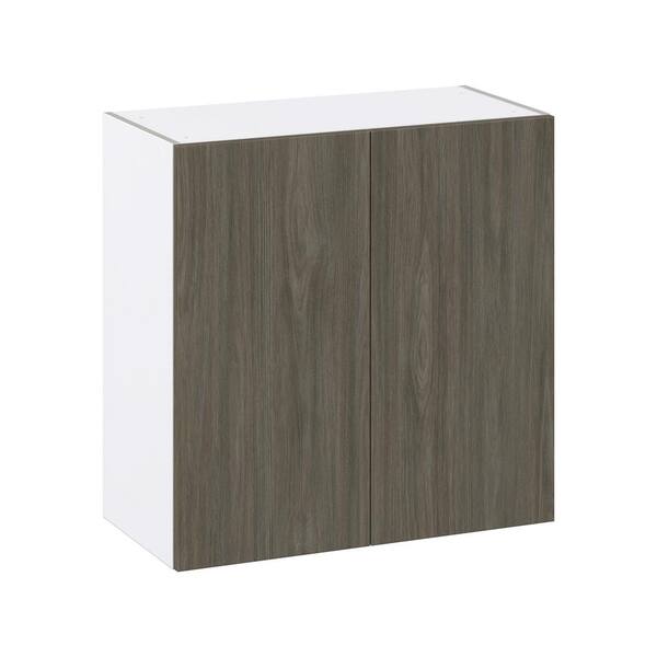 J COLLECTION Medora textured Slab Walnut Assembled Wall Kitchen Cabinet ...