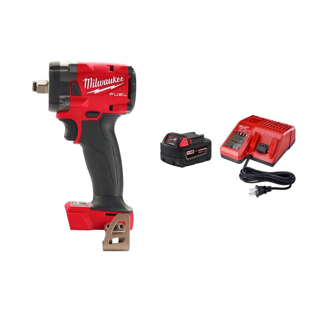 Milwaukee M18 FUEL GEN-3 18V Lithium-Ion Brushless Cordless 1/2 in. Compact Impact Wrench w/ Friction Ring w/ 5.0Ah Battery