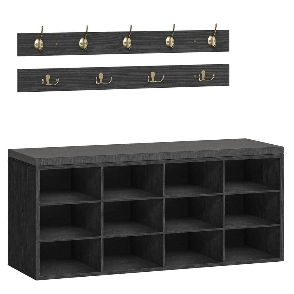 "39.4"" W Black Wood Shoe Storage Bench with Cushion" price history on PriceWatchPro