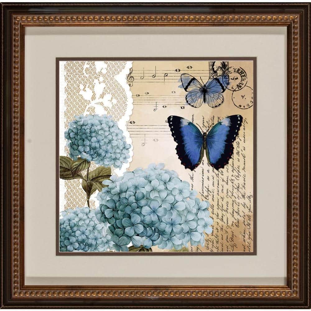 18.5 in. x 18.5 in. Postacard Butterfly B Framed Wall Art