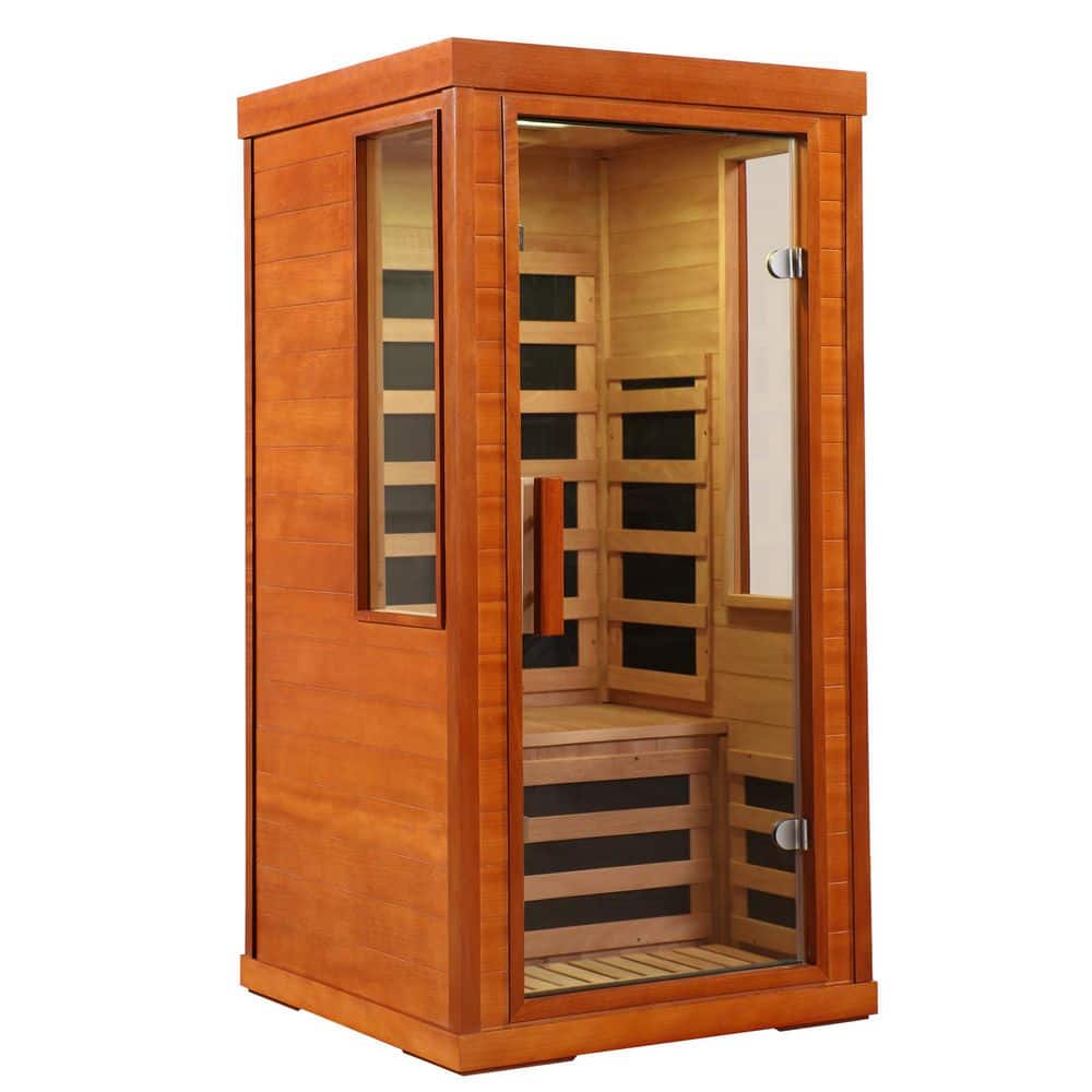 1-Person Far Infrared Sauna with 7 Low-EMF Carbon Heaters, Bluetooth Audio, Reading Light & 7-Color Therapy