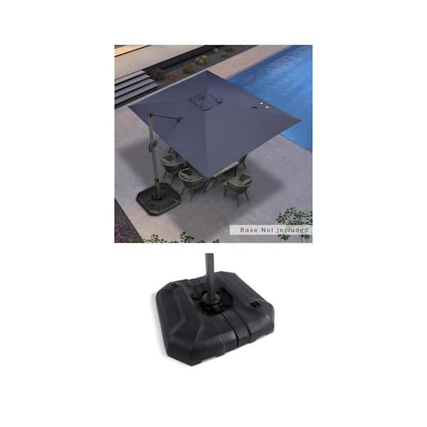 9 ft. x 11.5 ft. Navy Blue Cantilever Umbrella and Black Square Umbrella Base Combo
