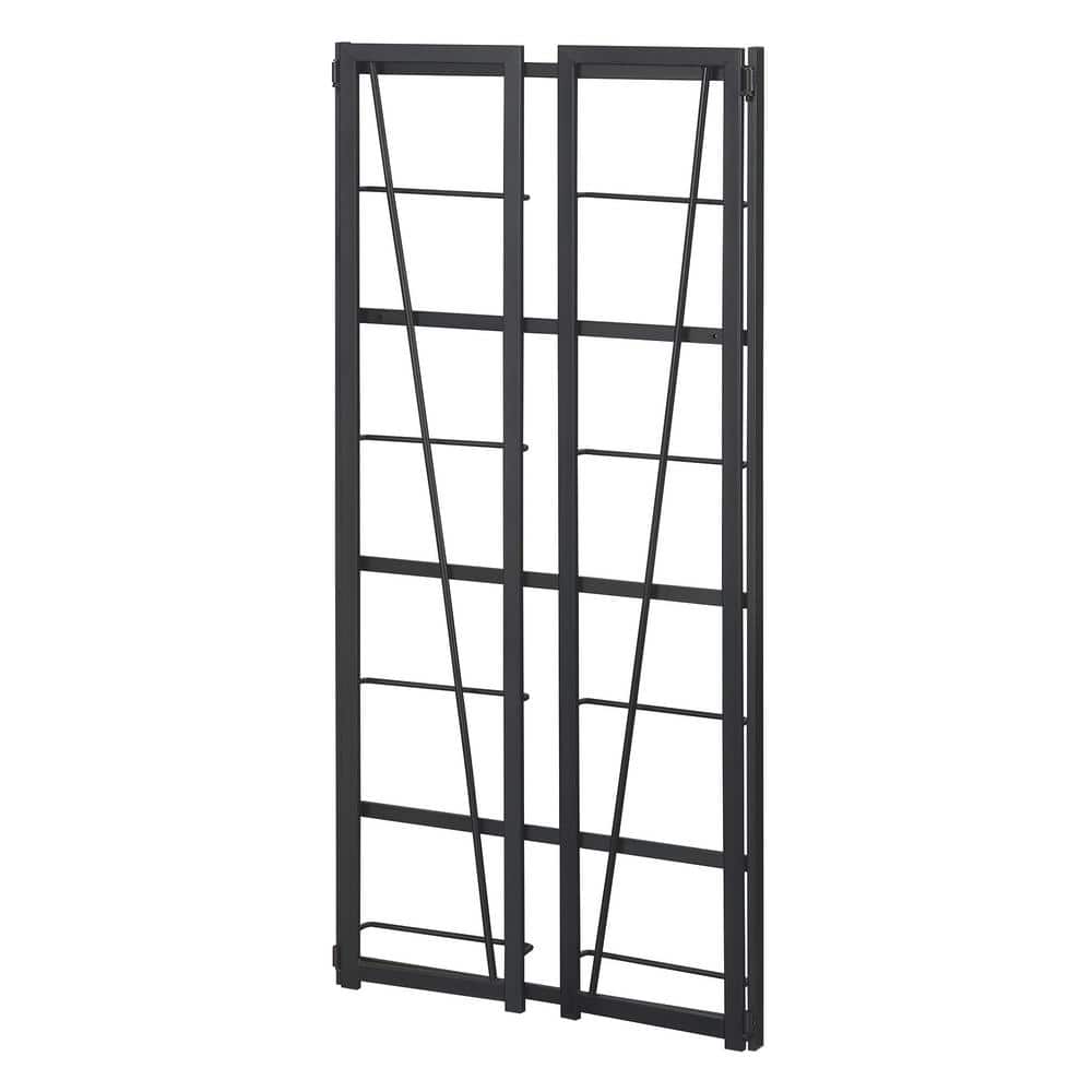 Espresso and Black 4-Tier Folding Bookshelf