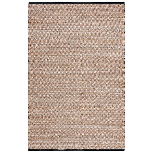 SAFAVIEH Natural Fiber Beige/Black 5 ft. x 8 ft. Woven Border Area Rug