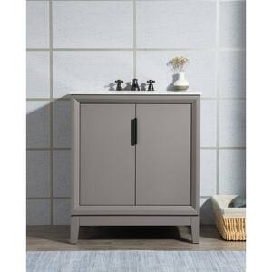 Elizabeth Collection 30 in. Bath Vanity in Cashmere Grey With Vanity Top in Carrara White Marble - With Mirror(s)