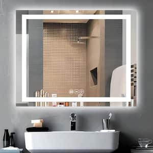32 in. W x 40 in. H Large Rectangular Frameless Anti-Fog Ceiling Wall Mount Bathroom Vanity Mirror in Silver