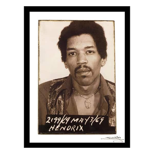 VENICE BEACH Collections Jimi Hendrix 1969 Mugshot by Unknown 1-Piece Framed Graphic Print Abstract Poster Art Print 18 in. x 14 in.