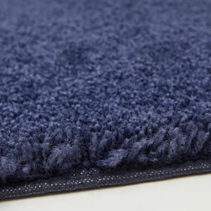 Pure Perfection Navy 17 in. x 24 in. Nylon Machine Washable Bath Mat