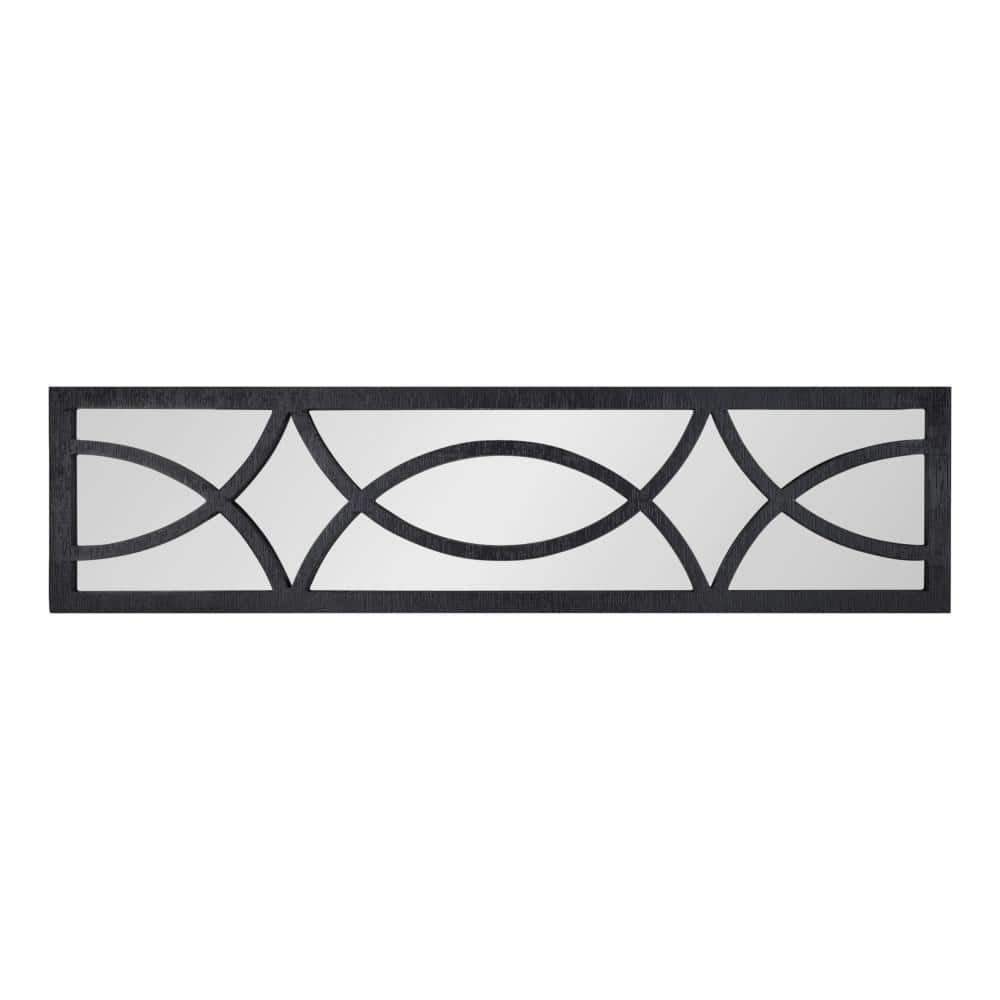 Tolland Rustic Black Wood Full-Length Windowpane Mirror, 12" x 48"