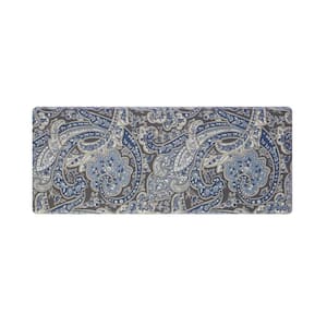 Blue and Gray Paisley 17.5 in. x 48 in. Anti-Fatigue Wellness Mat