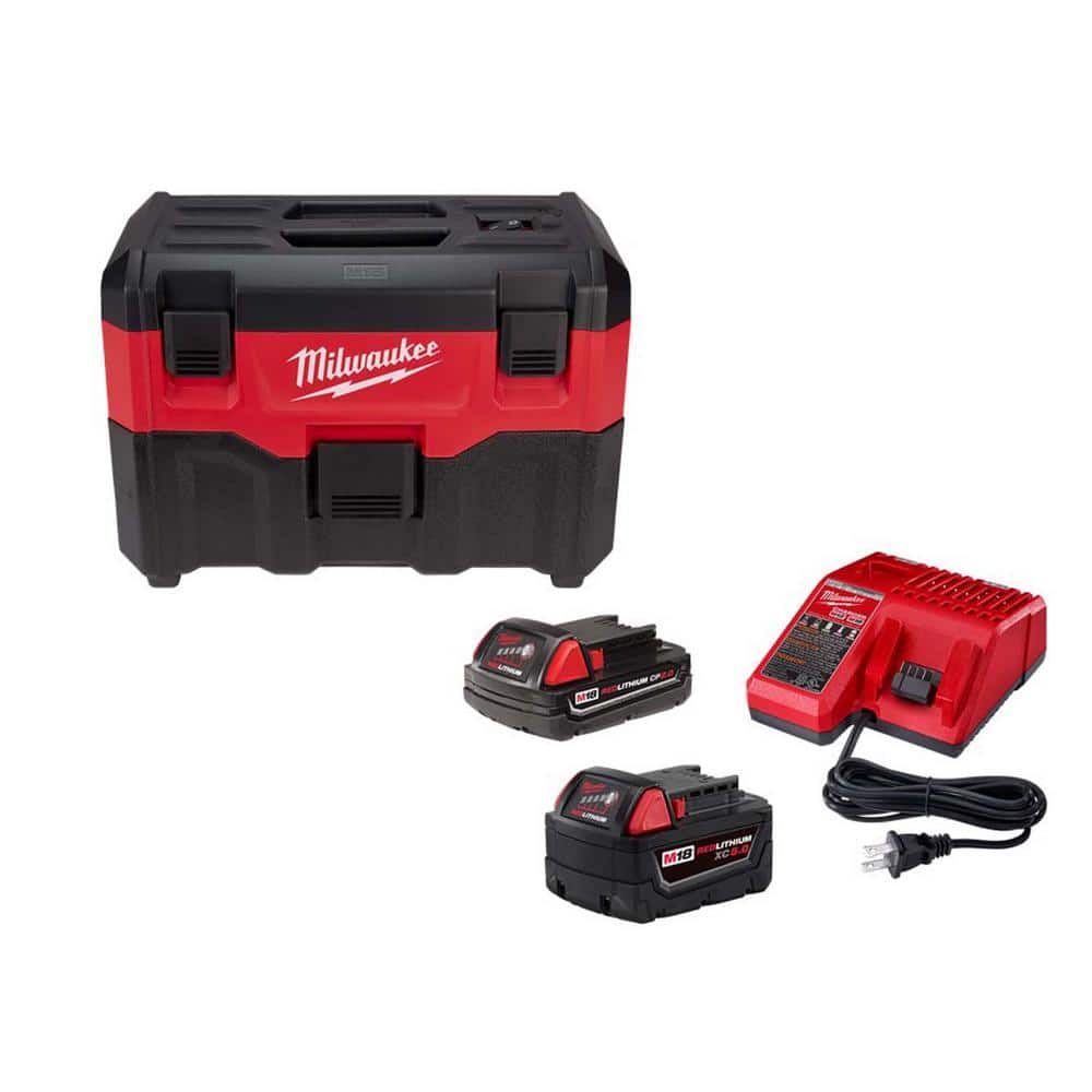 Milwaukee M18 18-Volt Gal. Lithium-Ion Cordless Wet/Dry Vacuum w/One 5.0  Ah and One 2.0 Ah Battery and Charger 0880-20-48-59-1852 The Home Depot