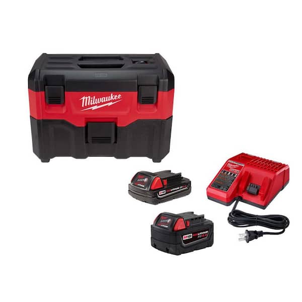 Milwaukee M18 18-Volt 2 Gal. Lithium-Ion Cordless Wet/Dry Vacuum w/One 5.0 Ah and One 2.0 Ah Battery and Charger