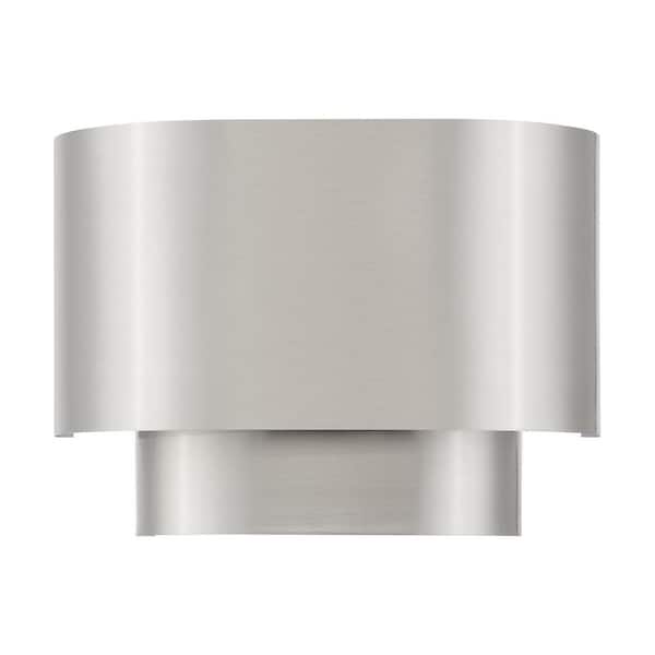 Livex Lighting Springview 11 in. 1-Light Brushed Nickel ADA Wall Sconce with Steel Shade