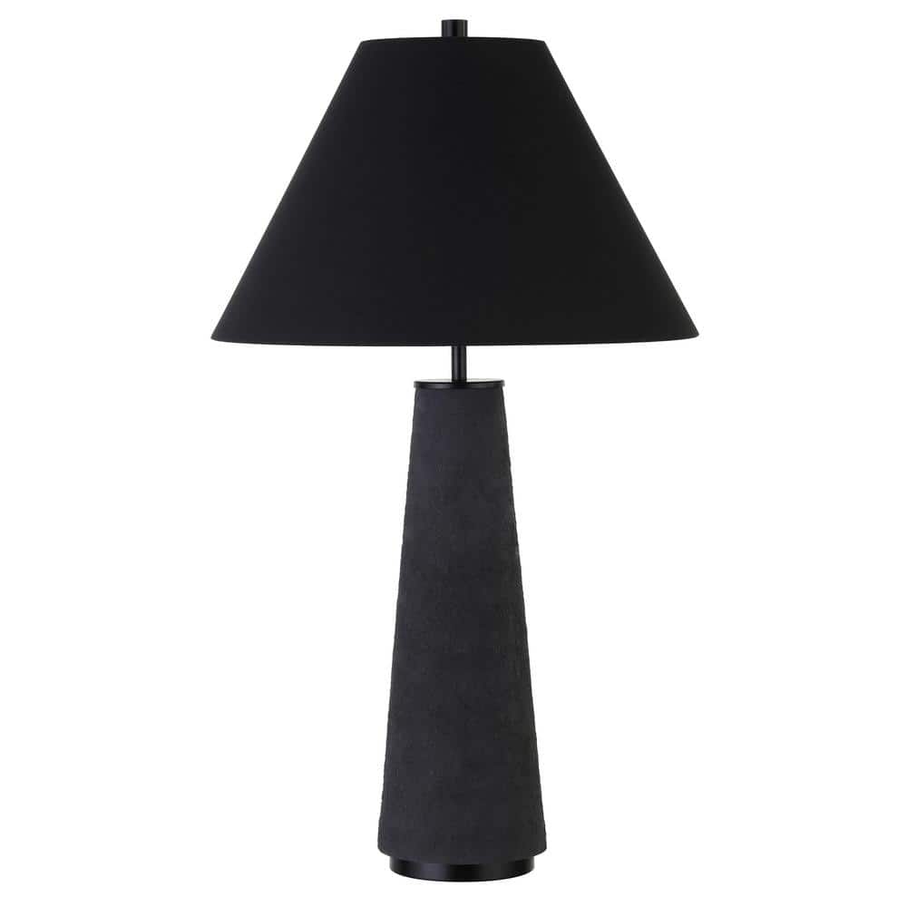 Matte Black Conical Nightstand Lamp with Triangular Shade