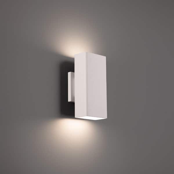Edgey 10 in. White Indoor/Outdoor Hardwired Wall Lantern Sconce with Integrated LED 3CCT 3000K-3500K-4000K