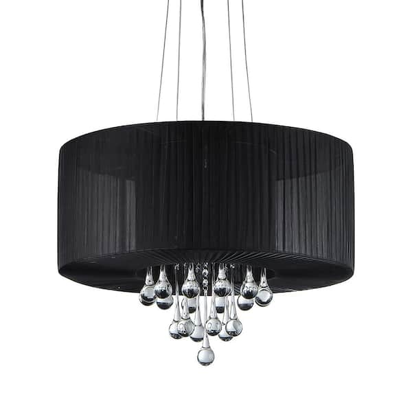 Warehouse of Tiffany Ivan 24 in. 3-Light Indoor Black Chandelier with Light Kit