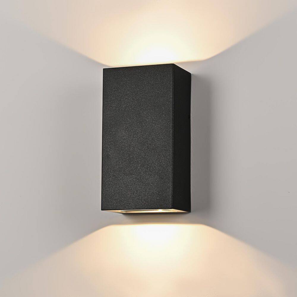 Acerbis 2-Light Matte Black Rectangle Integrated LED Outdoor Hardwired Wall Lantern Sconce price history on PriceWatchPro