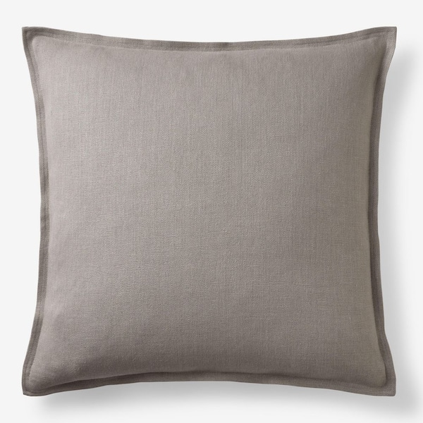 The Company Store Legends Hotel Gray Linen 24 in. X  24 in. Throw Pillow Cover