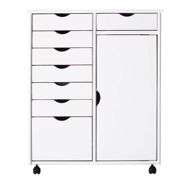 Home Decorators Collection Stanton 29 in. White 8-Drawer Double Wide Storage Cart