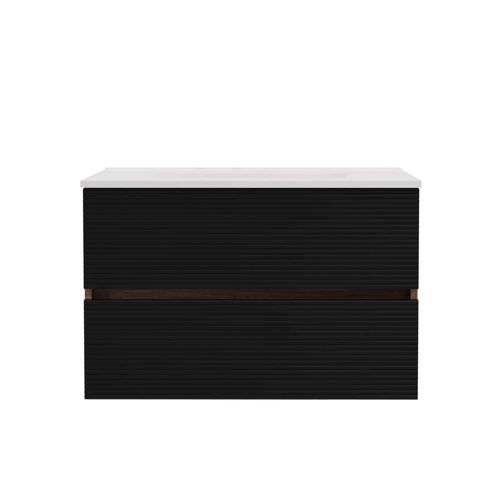 30 in. W Single Sink Wall-Mounted Bath Vanity in Black with White Ceramic Top Unassembled price history on PriceWatchPro