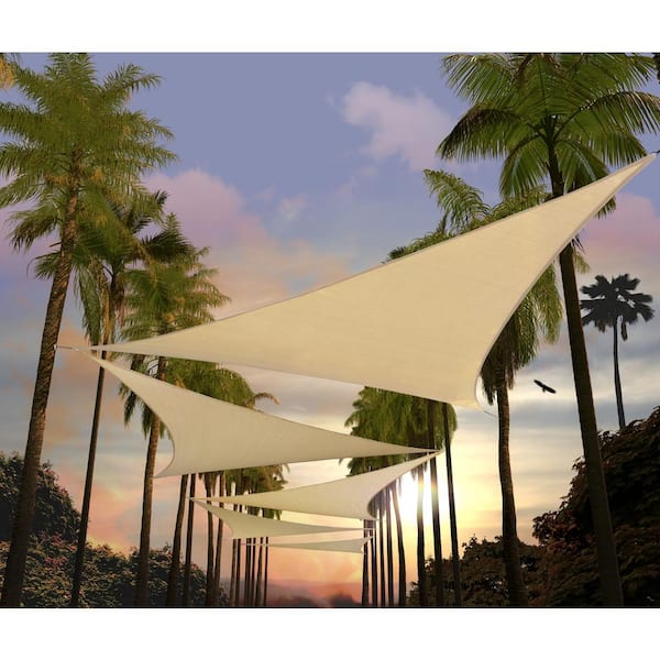 AMGO 18 ft. x 18 ft. x 18 ft. Sand Beige Triangle Shade Sail