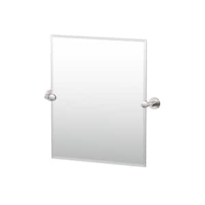 Reveal 23.38 in. W x 24 in. H Rectangular Frameless Beveled Wall Bathroom Vanity Mirror in Satin Nickel