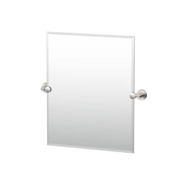 Gatco Reveal 23.38 in. W x 24 in. H Rectangular Frameless Beveled Wall Bathroom Vanity Mirror in Satin Nickel